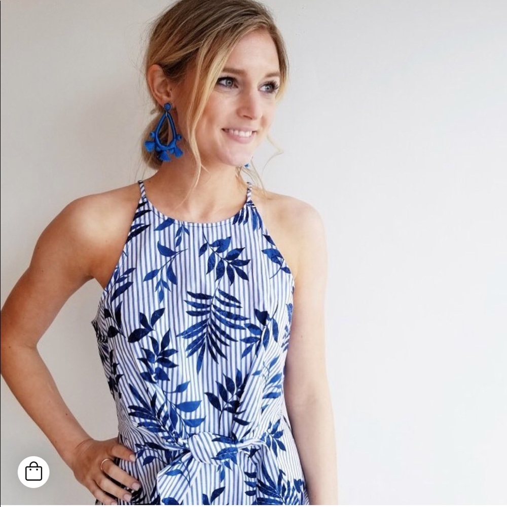 Blue and white summer dress